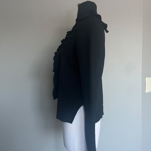 H&M Studio Collection Flounce Thick Fine-knit Black Cocktail Turtleneck Sweater - Picture 11 of 14